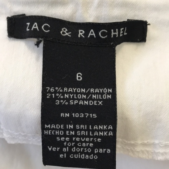 2/$25 ZAC & RACHEL White Pull On Ankle Pants Size 6 - Picture 6 of 7